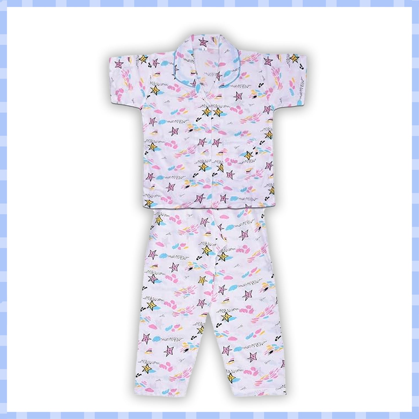 Kids Nightwear Boys & Girls Cotton Blend Shirt & Pyjama Set nd61wht