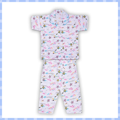Kids Nightwear Boys & Girls Cotton Blend Shirt & Pyjama Set nd61wht