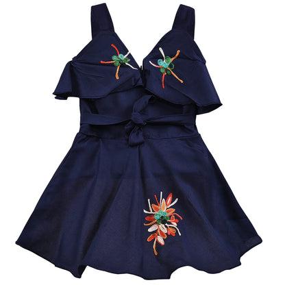 Baby Girls Grey Embroidered Overlay Dress - Wish Karo - photo 6