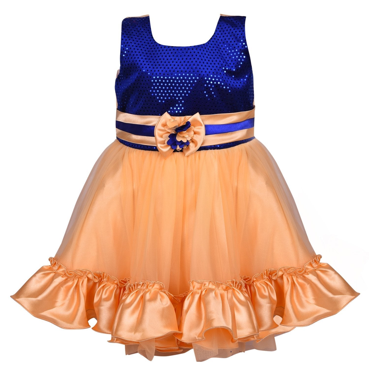 Baby Girls Party Wear Frock Dress DN fr130bge - Wish Karo Party Wear - frocks Party Wear - baby dress