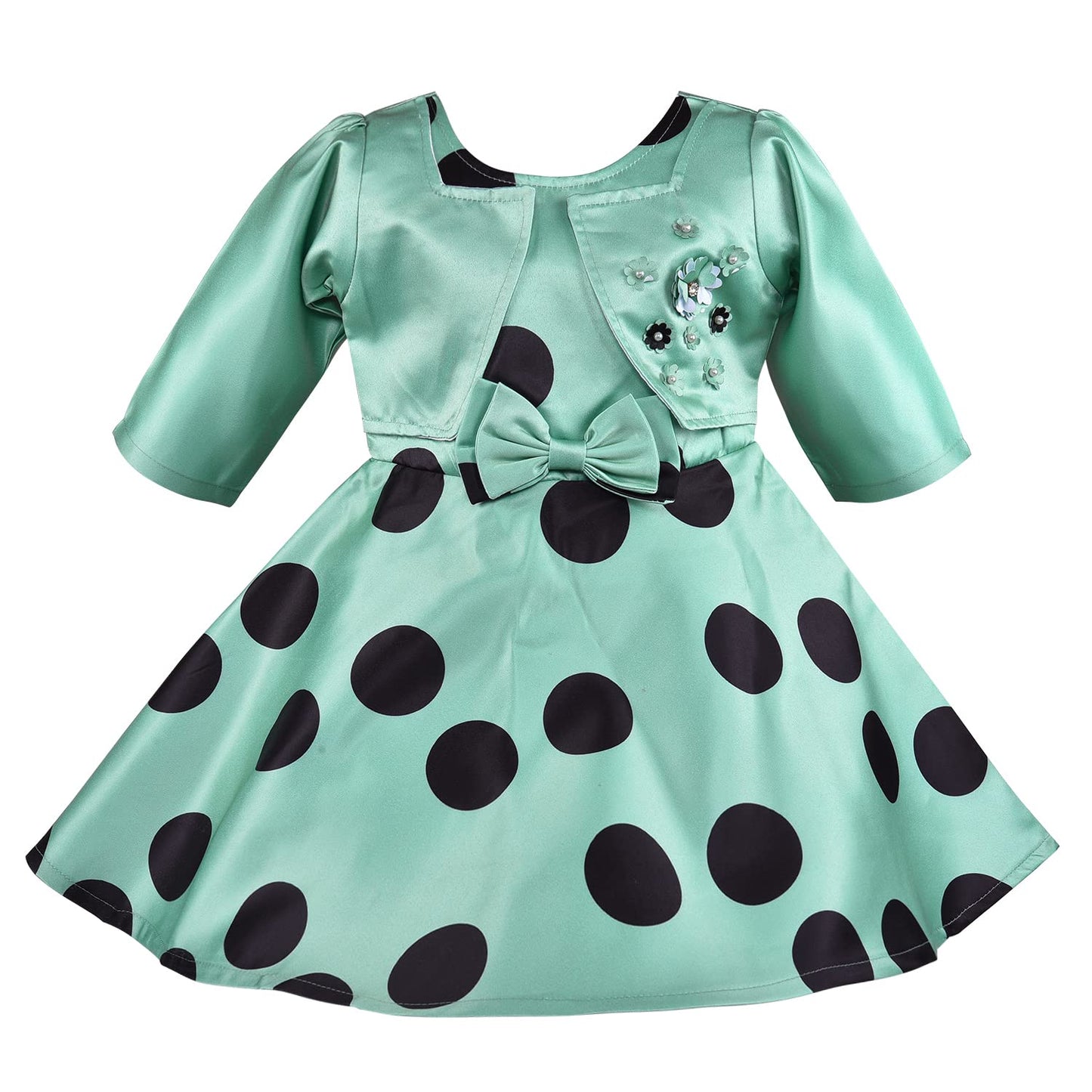 Girls Polka Print Embellished Party Dress