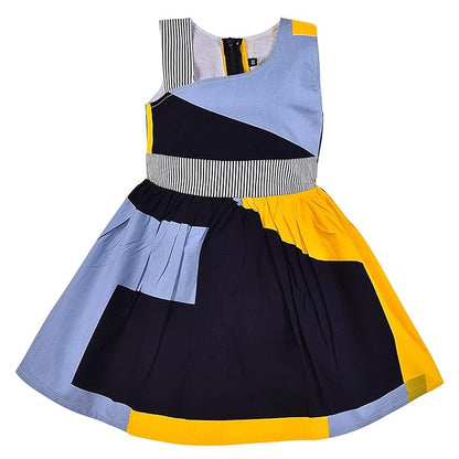 Girls Pure Cotton Colour Block Summer Dress ctn556
