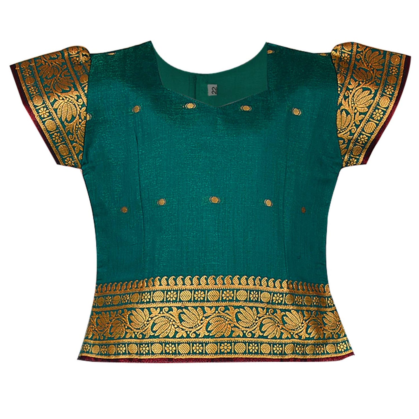 Girls Zari Woven Pattu Pavadai Choli Skirt Set