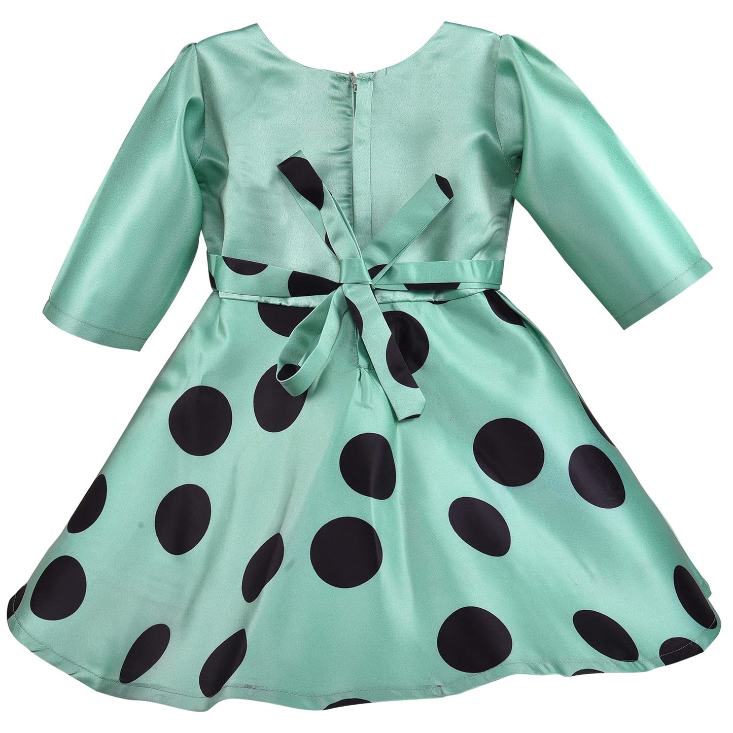 Girls Polka Print Embellished Party Dress