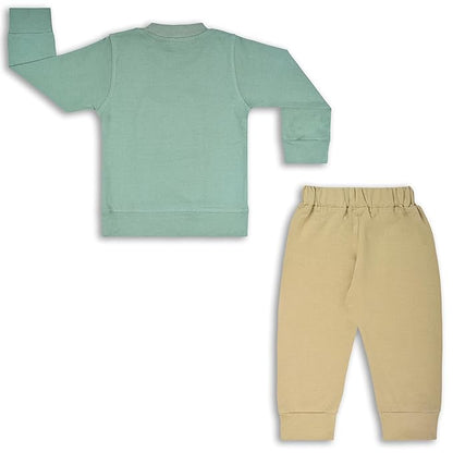 Boys Humour and Comic Patch Work T-Shirt and Trousers  bt607grn