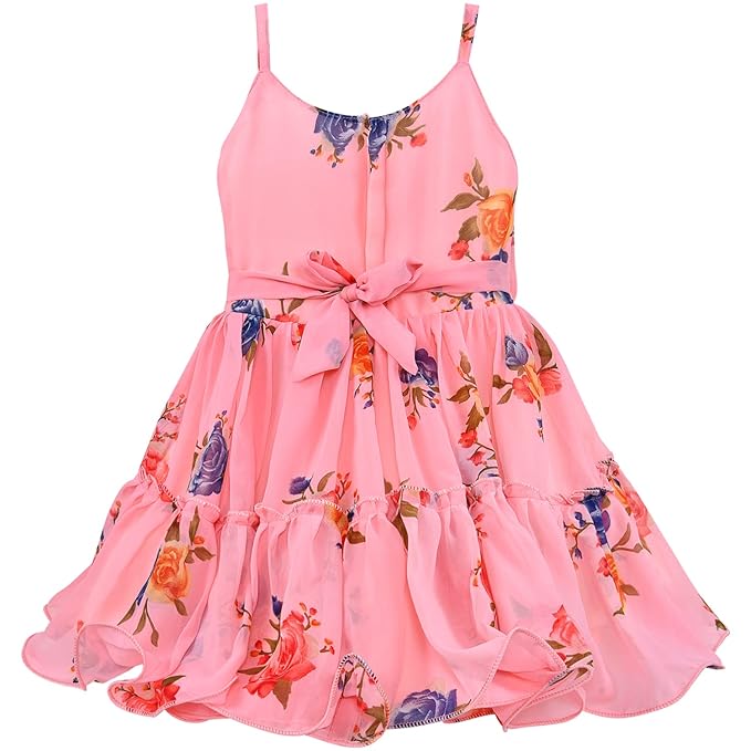 Girls Floral Strappy Dress fe3149pch