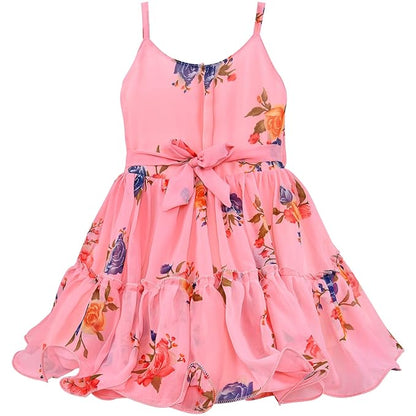 Girls Floral Strappy Dress fe3149pch