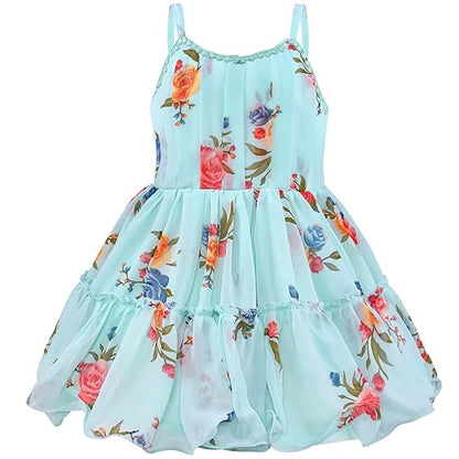Girls Floral Printed Strappy Dress fe3149blu