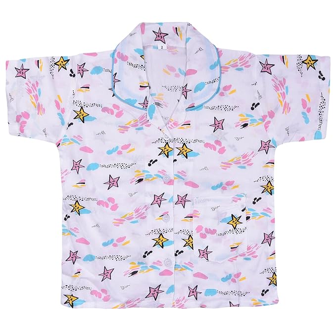 Kids Nightwear Boys & Girls Cotton Blend Shirt & Pyjama Set nd61wht