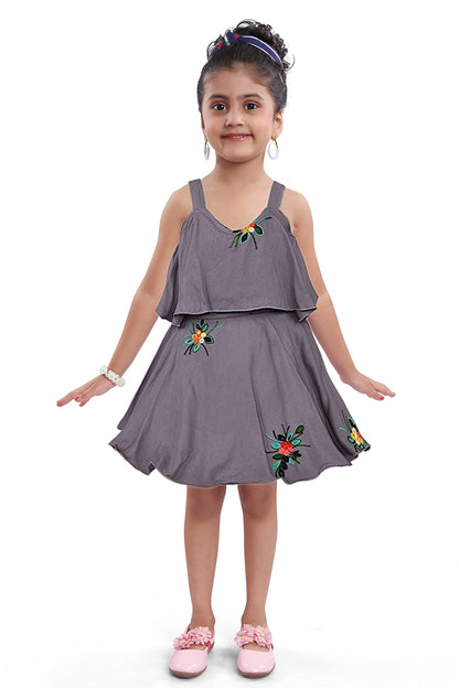 Baby Girls Grey Embroidered Overlay Dress - Wish Karo - photo 4