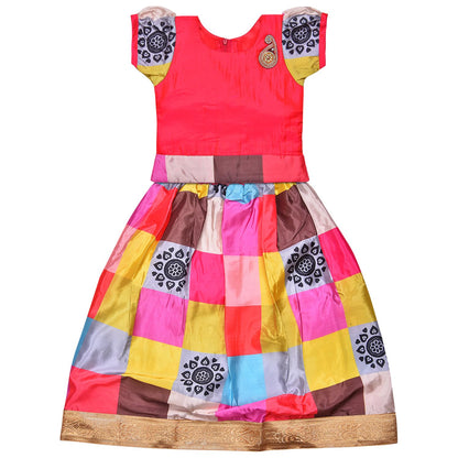 Girls Checked Pattern Skirt Top Set
