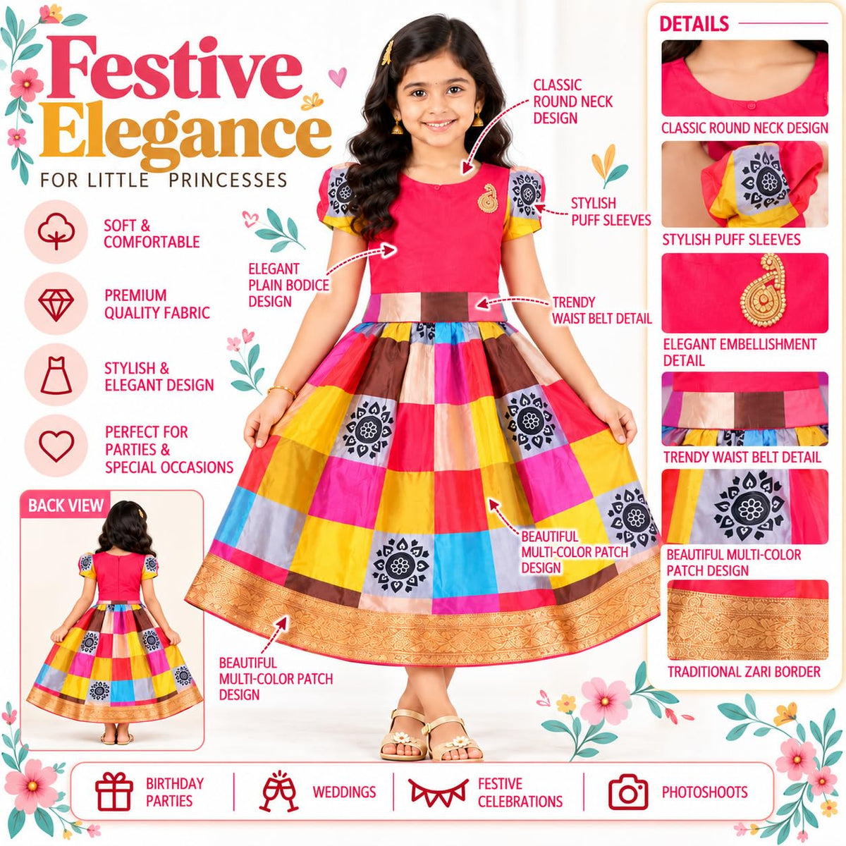 Girls Checked Pattern Skirt Top Set