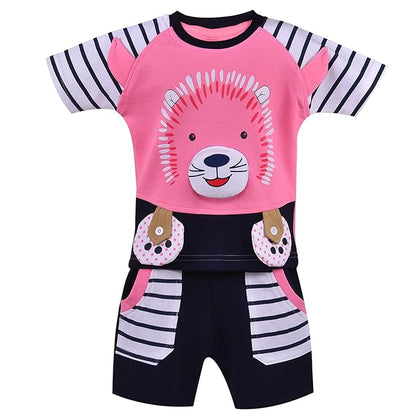 Boys Graphic Printed Striped Clothing set bt41bpk