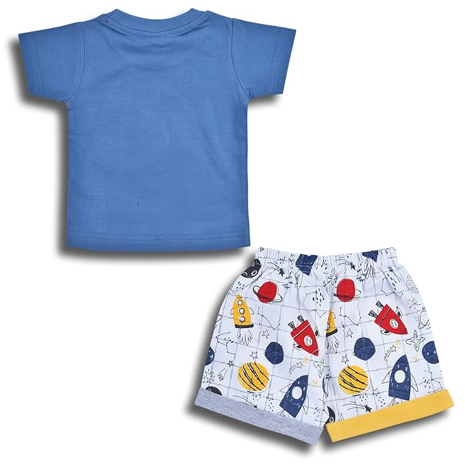 Baby Boy Space Rocket Outfit Set | Cotton T-Shirt & Shorts
