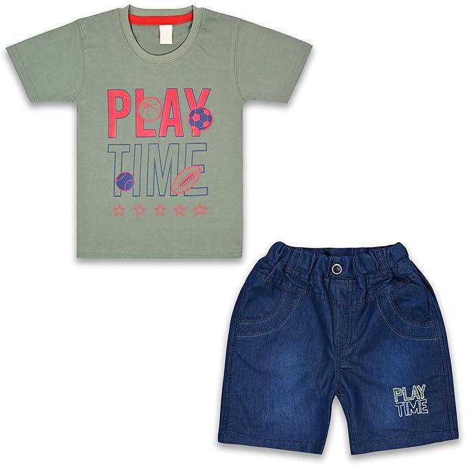 Boys Typography Printed Cotton Clothing Set bt652