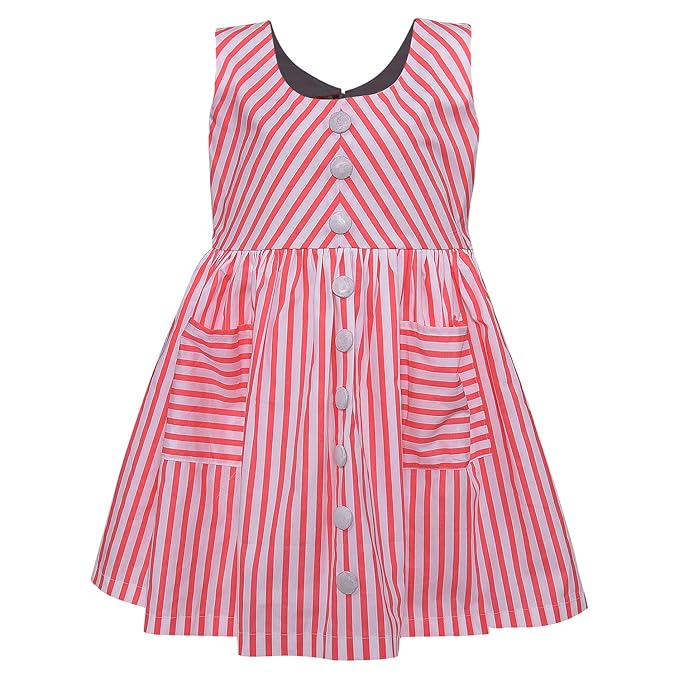 Girls Midi/Knee Length Casual Dress ctn333pnk