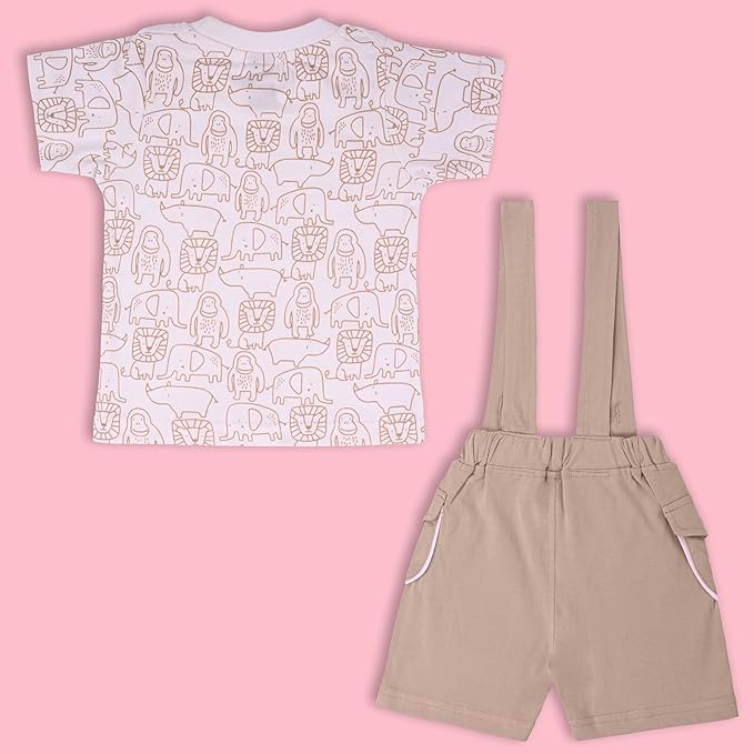 Boys Conversational Printed Cotton Dungaree Set bt687