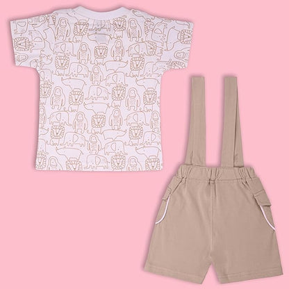 Boys Conversational Printed Cotton Dungaree Set bt687