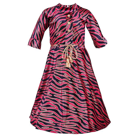 Girls Printed Long Sleeve Casual Dress with Belt - Wish Karo - photo 1
