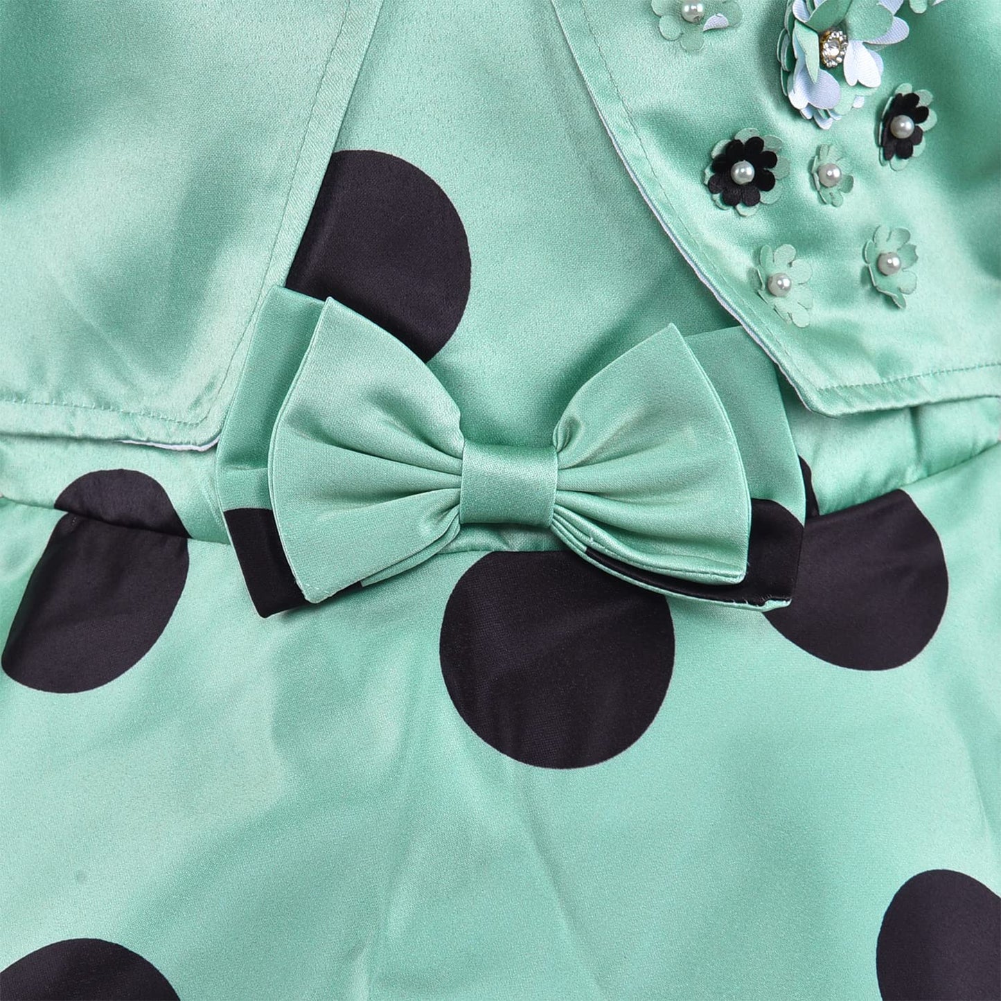 Girls Polka Print Embellished Party Dress