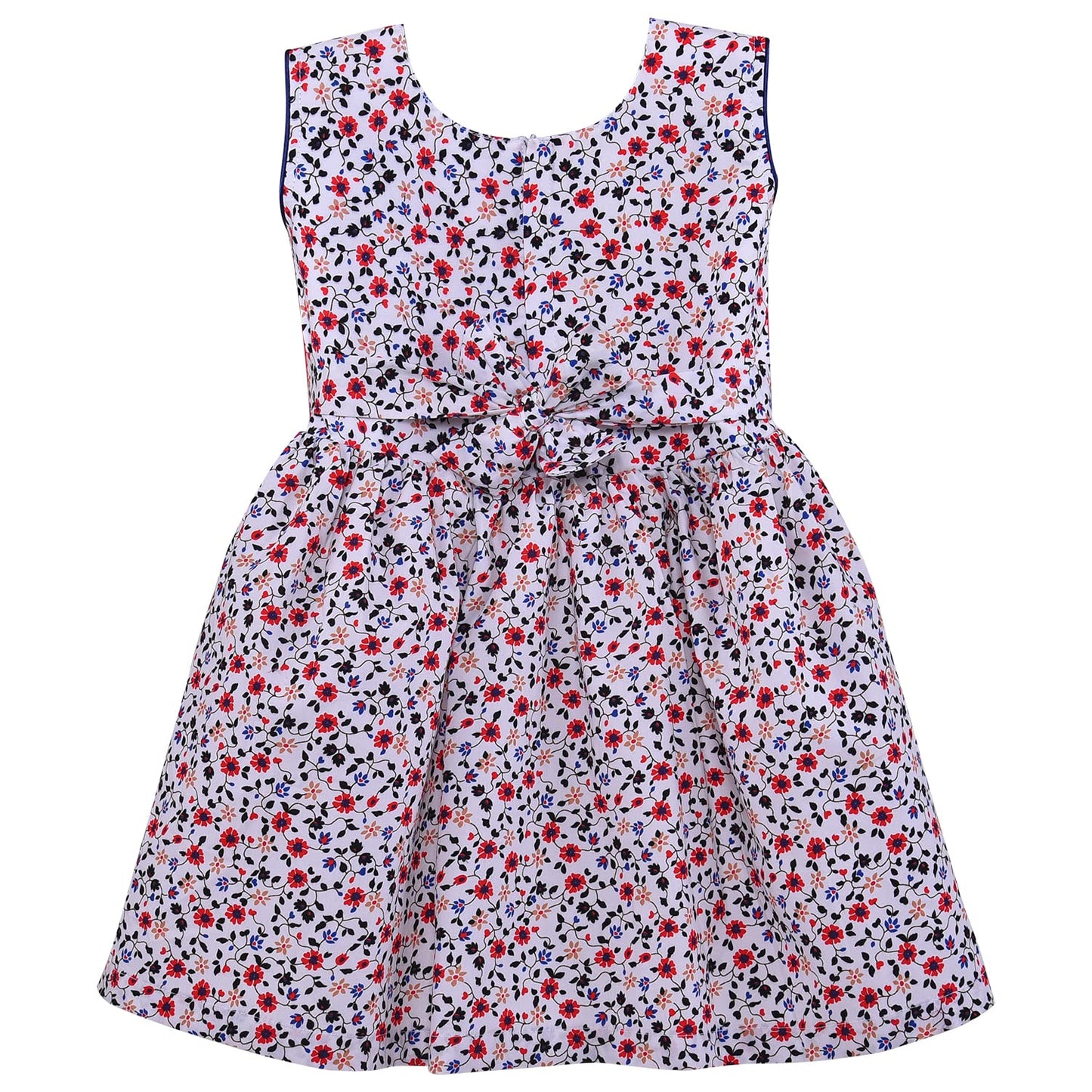 Girls Floral Printed Fit and Flare dress with bow detail ctn558