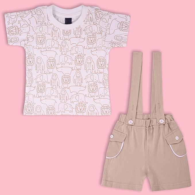 Boys Conversational Printed Cotton Dungaree Set bt687