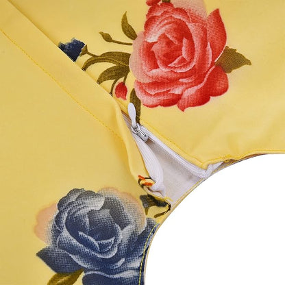 Yellow Floral Printed Bow Dress