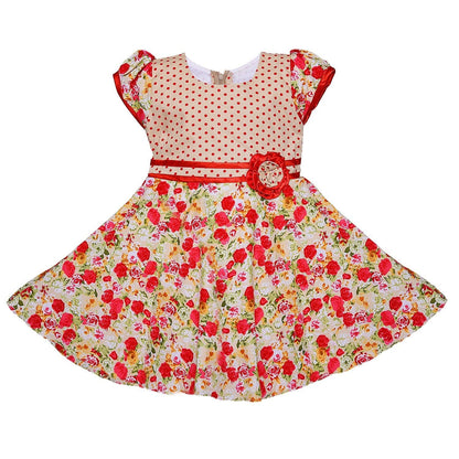 Girls Cotton Floral Print Summer Dress