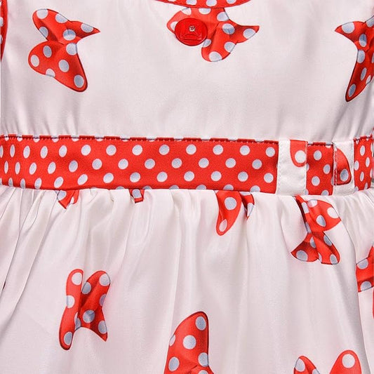 Red and White Mickey Mouse Printed Dress - Wish Karo