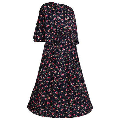 Girls Floral Printed Fit and Flare Dress