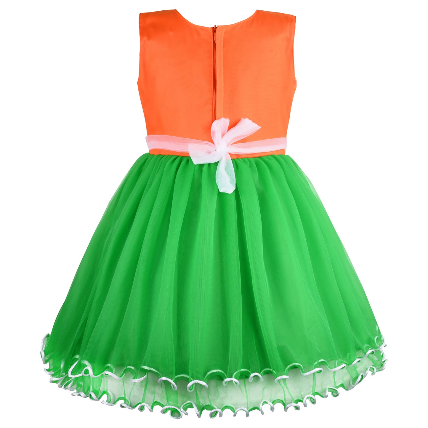 Girls Tri-Color Flared Net Dress