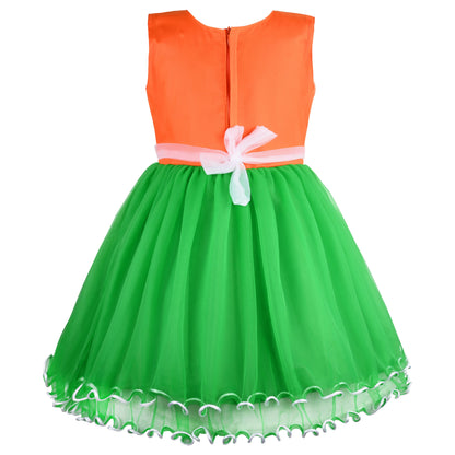 Girls Tri-Color Flared Net Dress