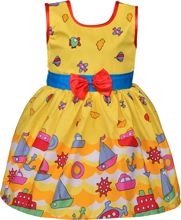 Girls Midi/Knee Length Casual Dress ctn365ylw