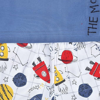 Baby Boy Space Rocket Outfit Set | Cotton T-Shirt & Shorts