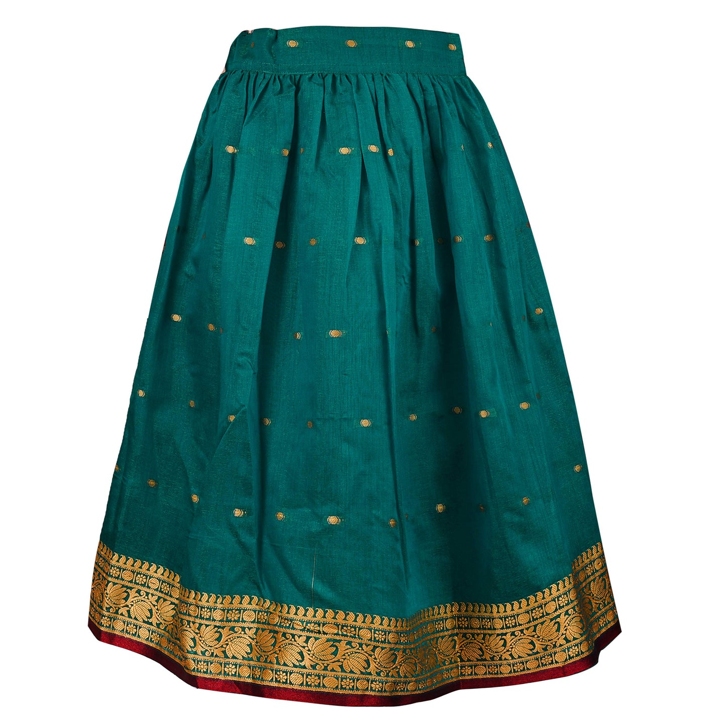 Girls Zari Woven Pattu Pavadai Choli Skirt Set