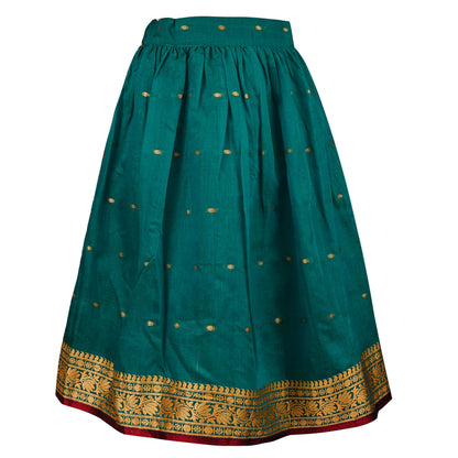 Girls Zari Woven Pattu Pavadai Choli Skirt Set
