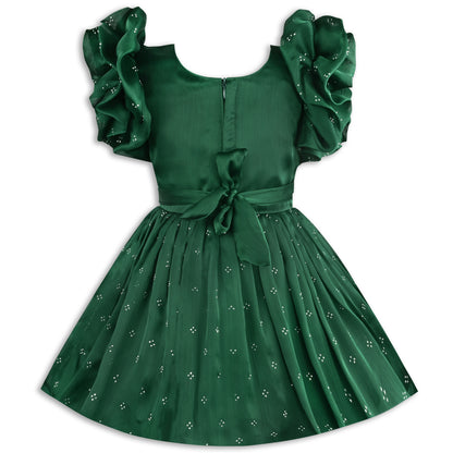 Girls Pearl Embellished Balloon Sleeve Party Dress fe3526