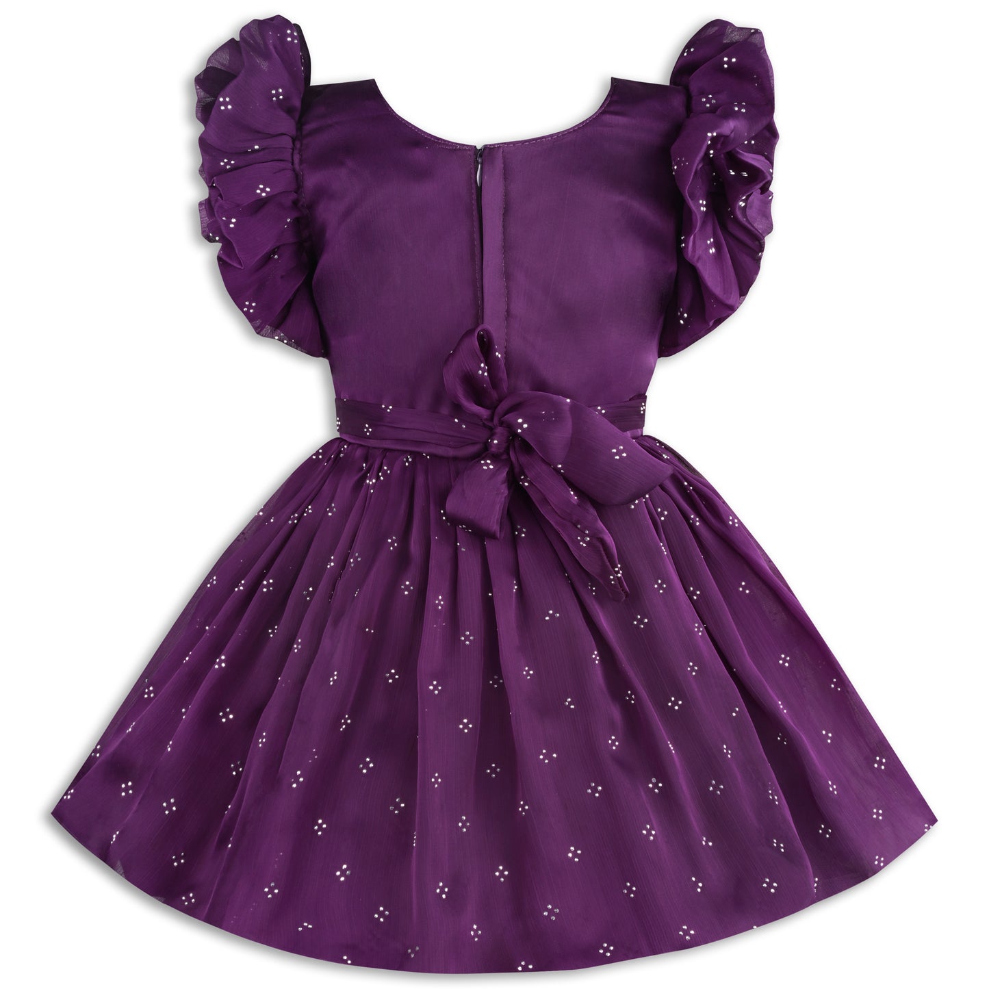 Girls Pearl Embellished Balloon Sleeve Party Dress fe3526