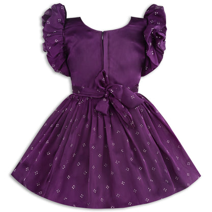 Girls Pearl Embellished Balloon Sleeve Party Dress fe3526