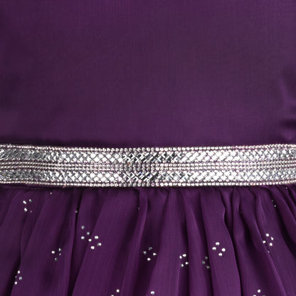 Girls Pearl Embellished Balloon Sleeve Party Dress fe3526