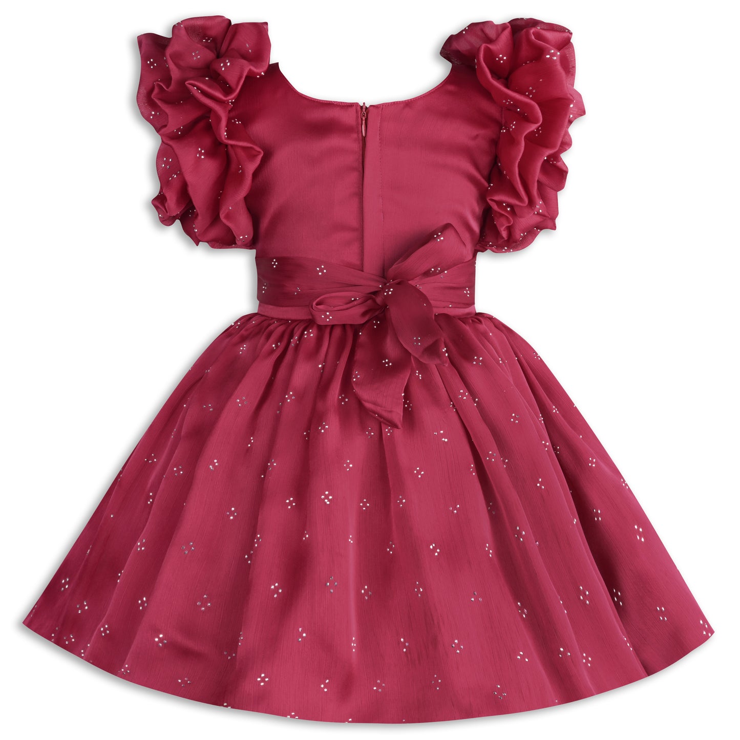 Girls Pearl Embellished Balloon Sleeve Party Dress fe3526