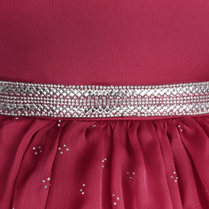 Girls Pearl Embellished Balloon Sleeve Party Dress fe3526