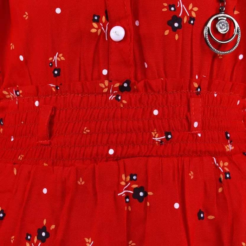 Girls Red Floral Tiered Shirt Dress - Wish Karo - photo 4