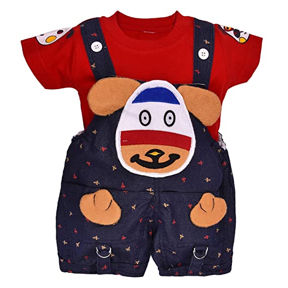 Unisex Cotton Animal Print T-Shirt and Short Set for Baby Boys - Baby Girls(Bt11rd)