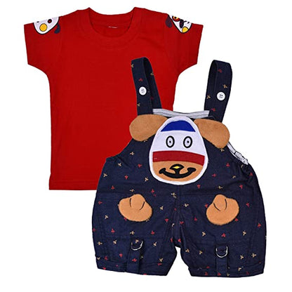Unisex Cotton Animal Print T-Shirt and Short Set for Baby Boys - Baby Girls(Bt11rd)