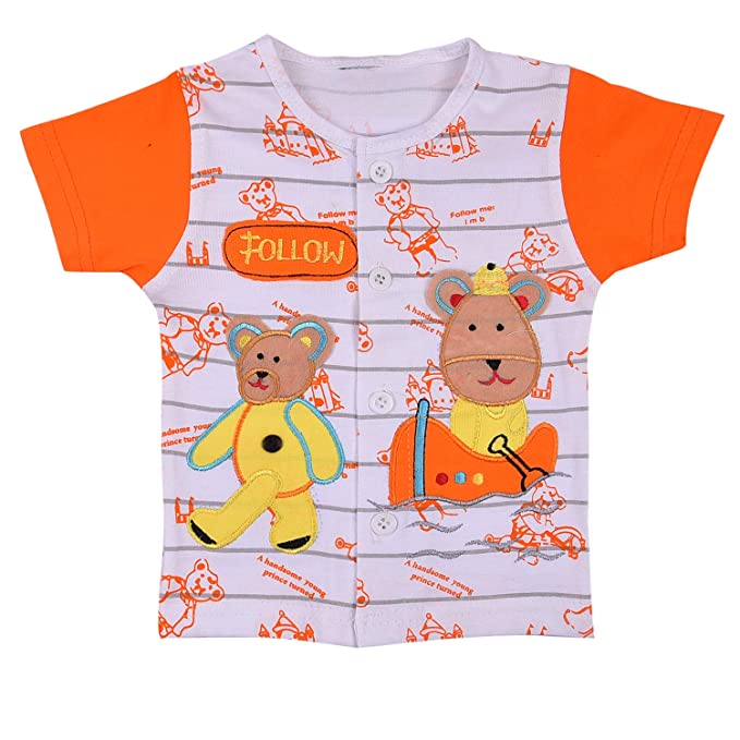 Unisex Cotton Animal Print T-Shirt and Short Set for Baby Boys - Baby Girls (Bt10org)