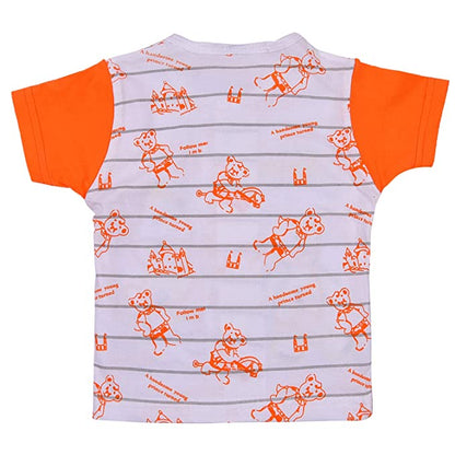 Unisex Cotton Animal Print T-Shirt and Short Set for Baby Boys - Baby Girls (Bt10org)