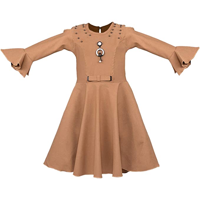 Girls' Knee Length Dress- (CSL237bge)