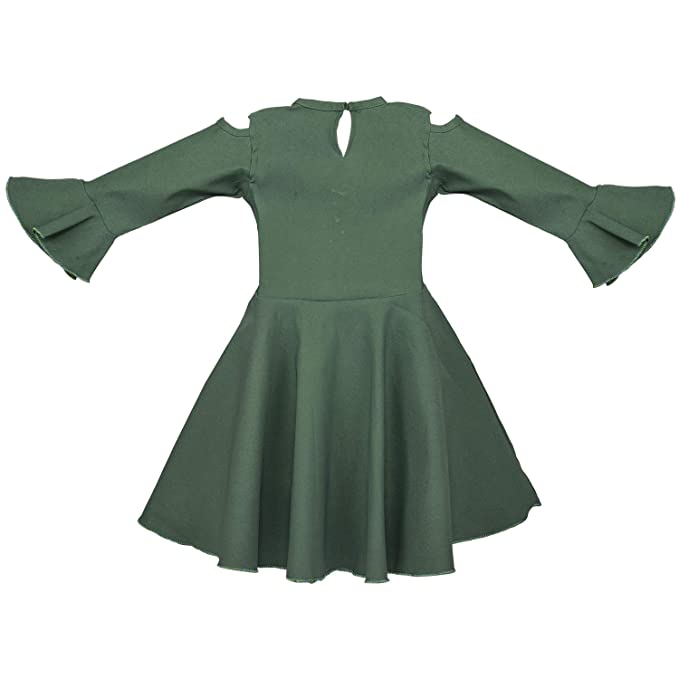 Girls' Knee Length Dress- (CSL237grn)