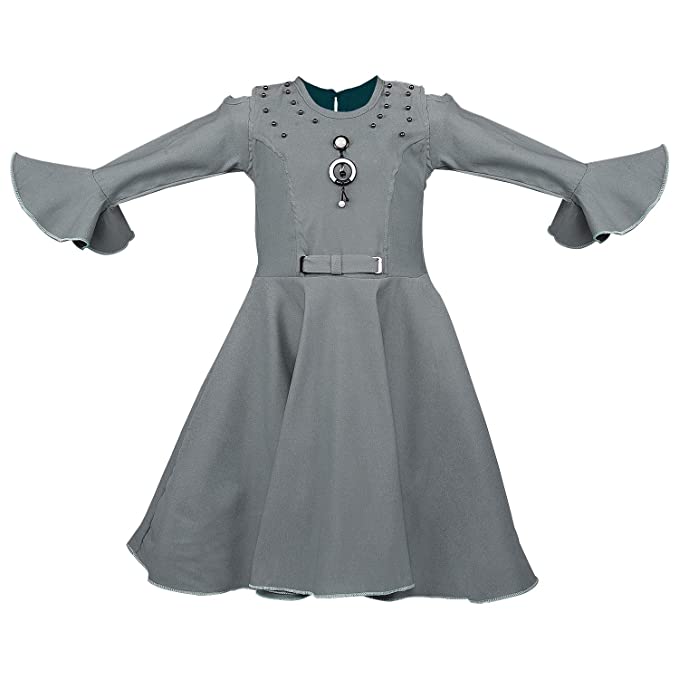 Girls' Knee Length Dress - (CSL237gry)